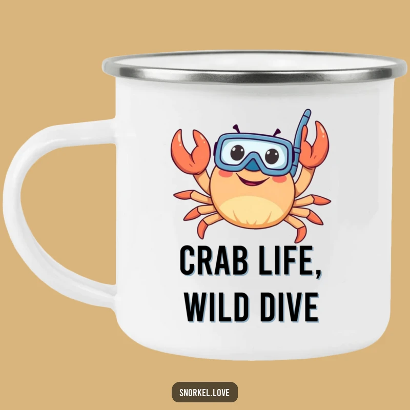 Funny Snorkeler Crab Camping Mug - Durable Waving Claws Adventure Cup