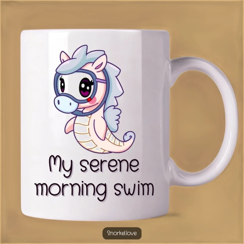 Funny Cheerful Seahorse Mug - Graceful Snorkel Ocean Humor Gift