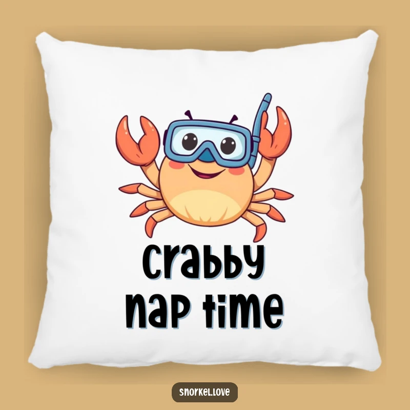 Funny Snorkeler Crab Pillow - Cozy Waving Claws Ocean Cushion