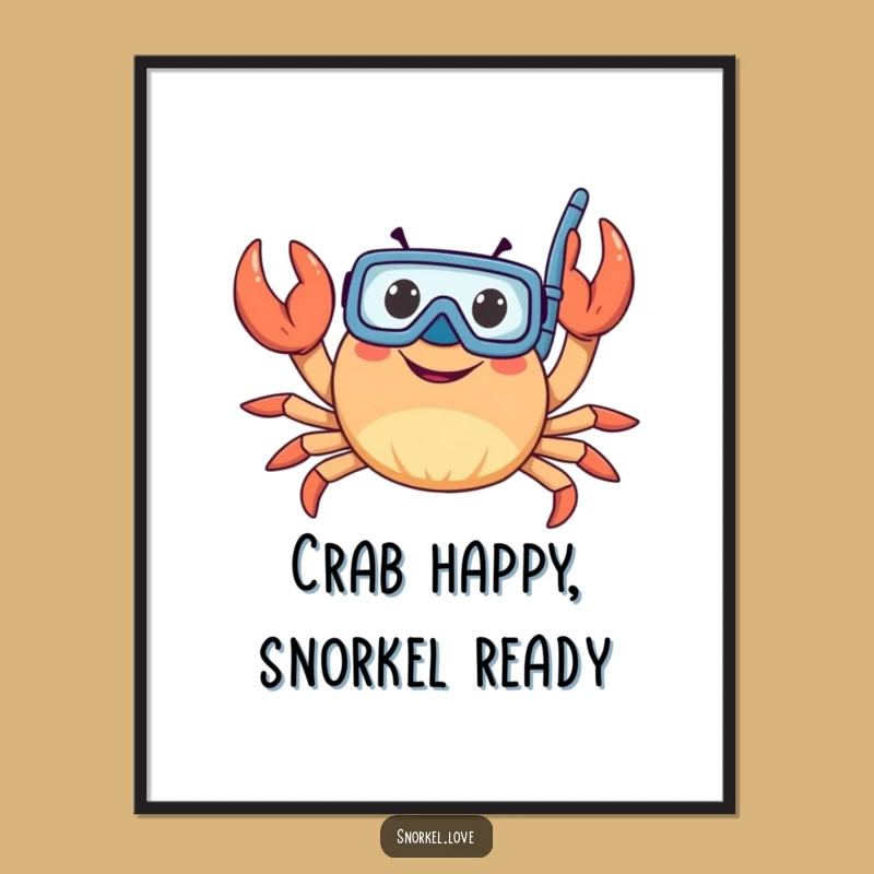 Whimsical Free Printable Wall Art: Snorkeling Crab, Funny Downloadable Decor