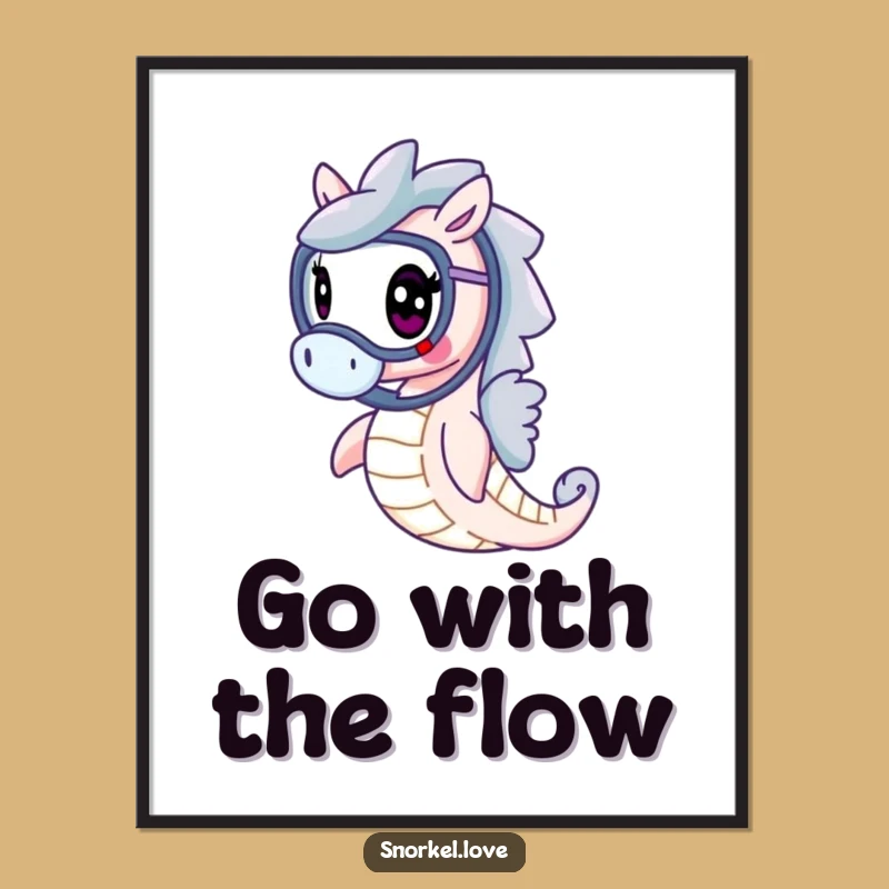 Elegant Free Printable Wall Art: Snorkeling Seahorse, Funny Downloadable Decor