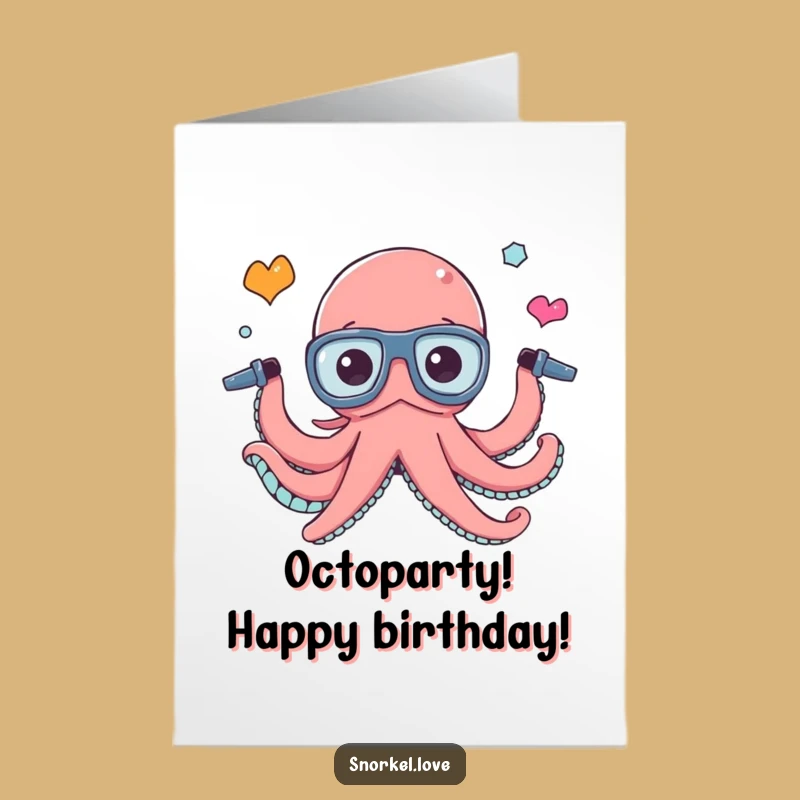 Free Printable Birthday Card: Juggling Octopus, Funny Downloadable Gift for a Busy Bee