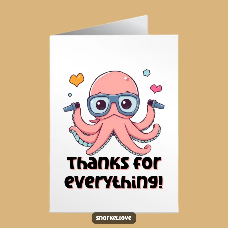 Funny Free Printable Thank You Card: Juggling Octopus, Unique DIY Digital Gift