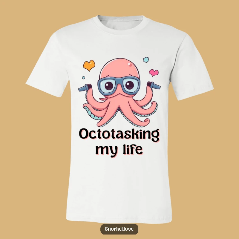 Funny Octopus Juggling T-Shirt - Busy Snorkel Comedy Tee